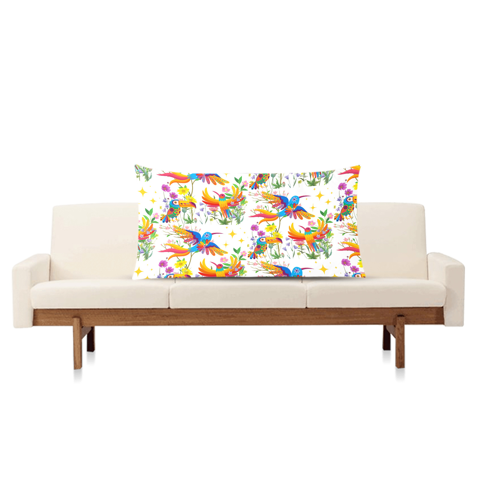 Birds of Paradise Pattern Rectangle Pillow Case 20"x36"(Twin Sides)