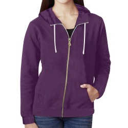 Solid Purple All Over Print Full Zip Hoodie for Women (Model H14)
