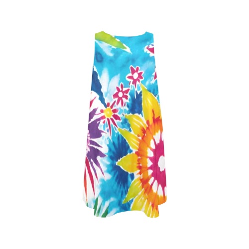 Hippy Tie Dye Sleeveless A-Line Pocket Dress (Model D57)