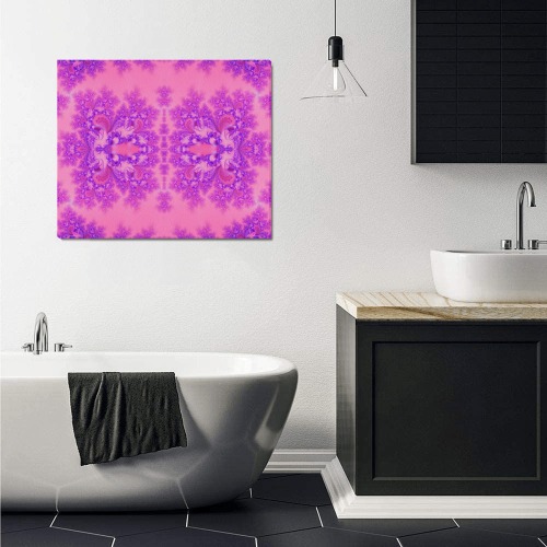 Purple and Pink Hydrangeas Frost Fractal Frame Canvas Print 24"x20"