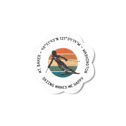 Ski Mt. Baker, Washington - Lady Skier, Black Text