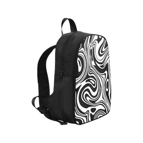 Black and White Marble Fabric School Backpack (Model 1682) (Medium)