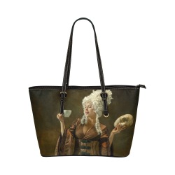 Portrait of medieval young woman Leather Tote Bag/Large (Model 1651)