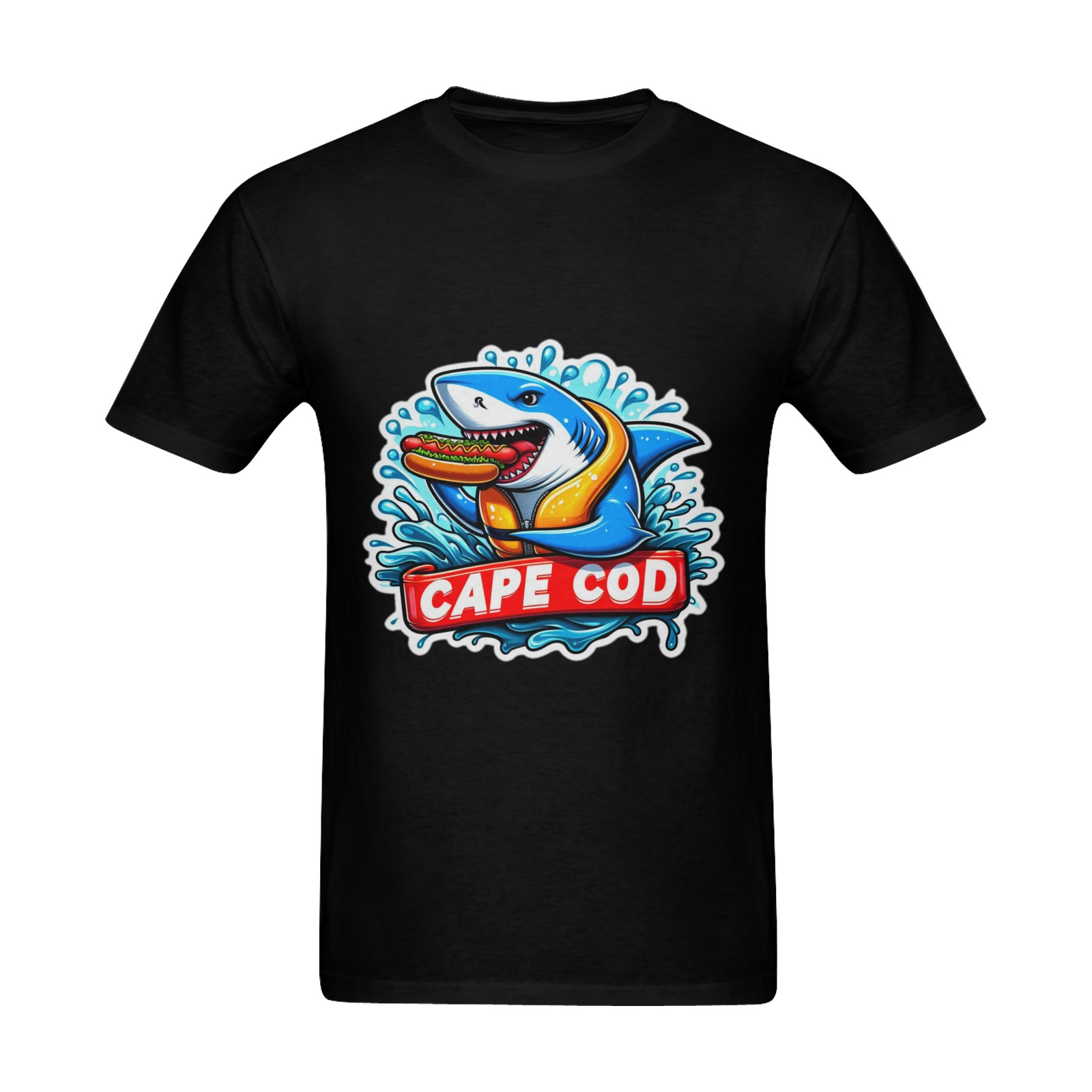 CAPE COD-GREAT WHITE EATING HOT DOG 3 Sunny Men's T- shirt (Model T06)