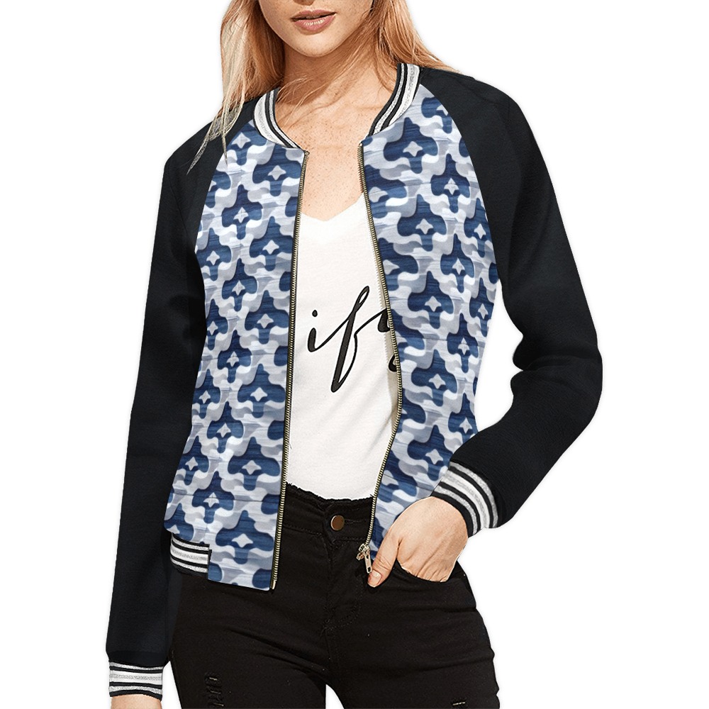 blue diamond's repeating pattern All Over Print Bomber Jacket for Women ...