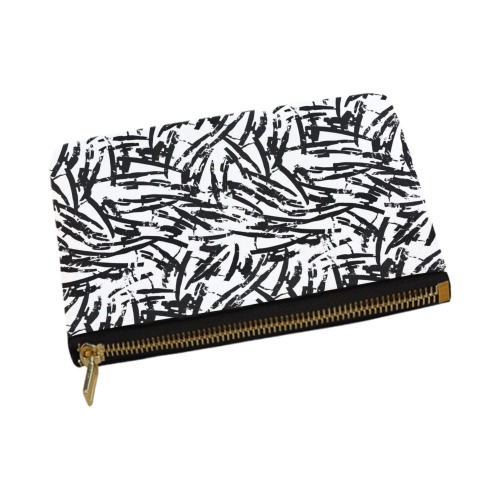 Brush Stroke Black and White Carry-All Pouch 12.5''x8.5''