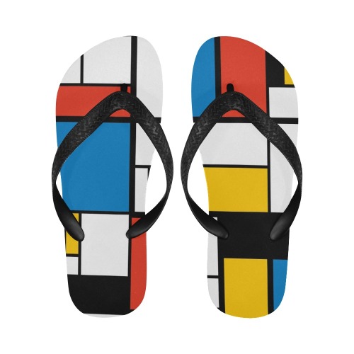 Mondrian De Stijl Modern Flip Flops for Men/Women (Model 040)