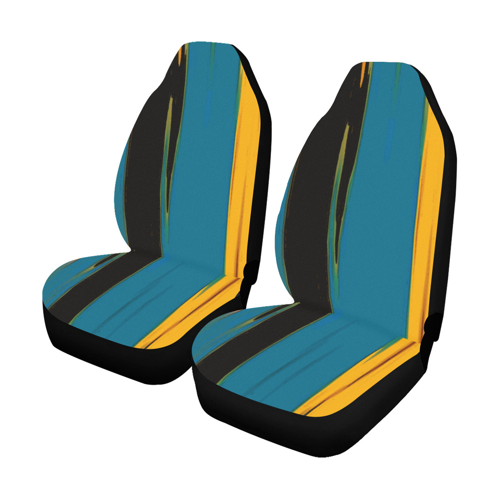 Black Turquoise And Orange Go! Abstract Art Car Seat Covers (Set of 2)