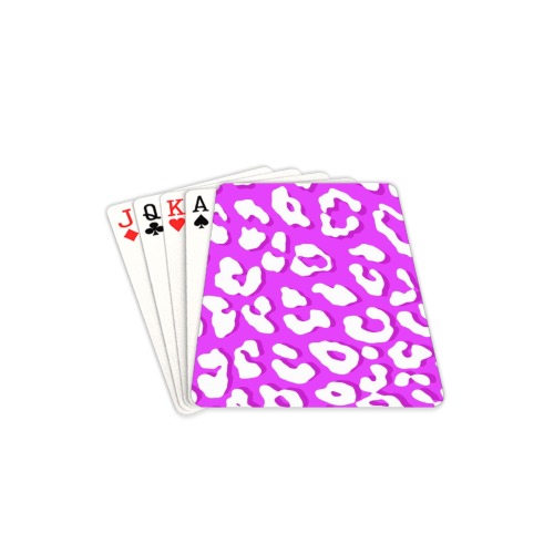 White Leopard Print Pink Playing Cards 2.5"x3.5"