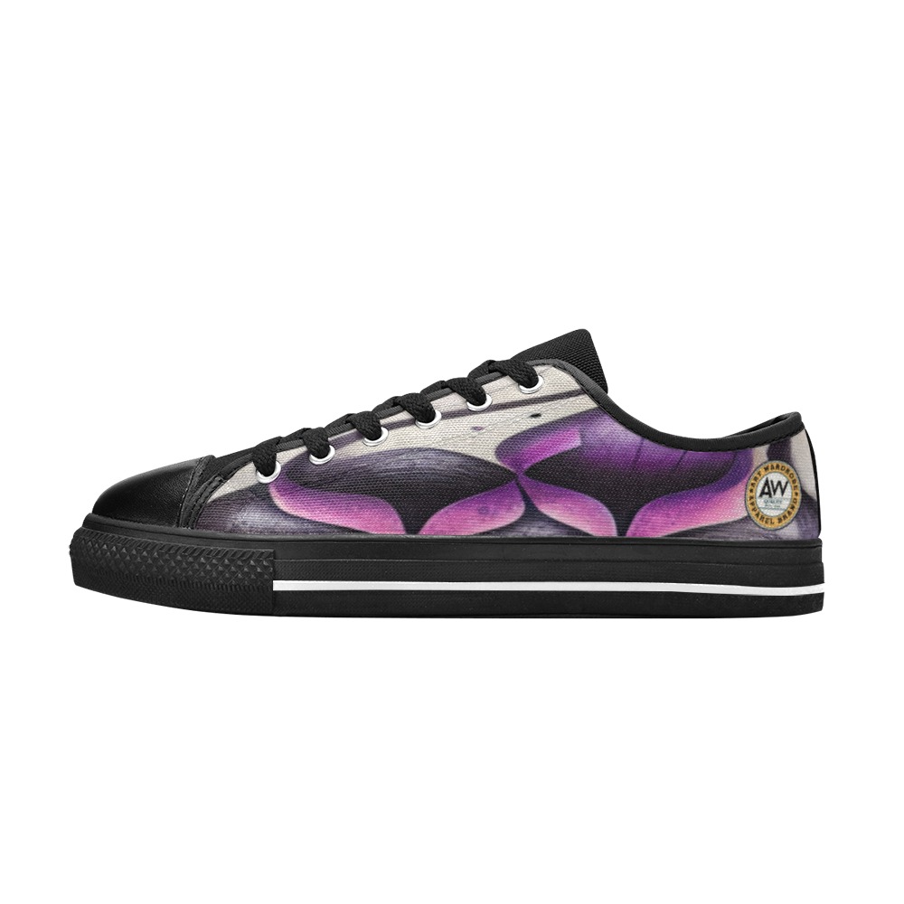 violet, cream, and black abstract pattern 8 Women's Classic Canvas Shoes (Model 018)