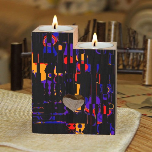 Black plus Color Abstract Wooden Candle Holder (Without Candle)
