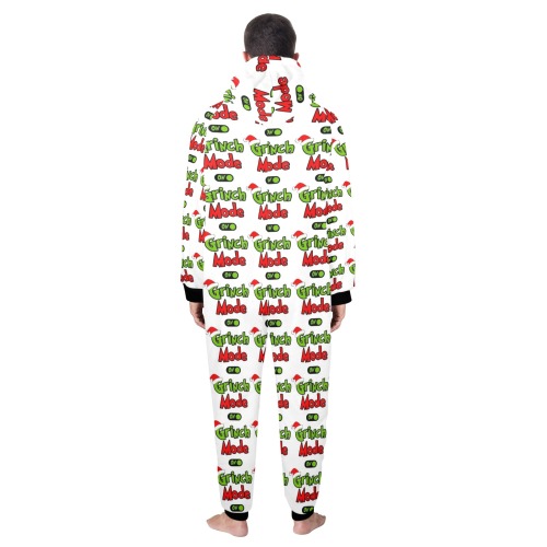 Grinch Mode On Onesie Unisex One-Piece Zip Up Hooded Pajamas