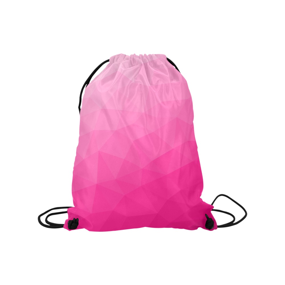 Hot pink gradient geometric mesh pattern Medium Drawstring Bag Model 1604 (Twin Sides) 13.8"(W) * 18.1"(H)