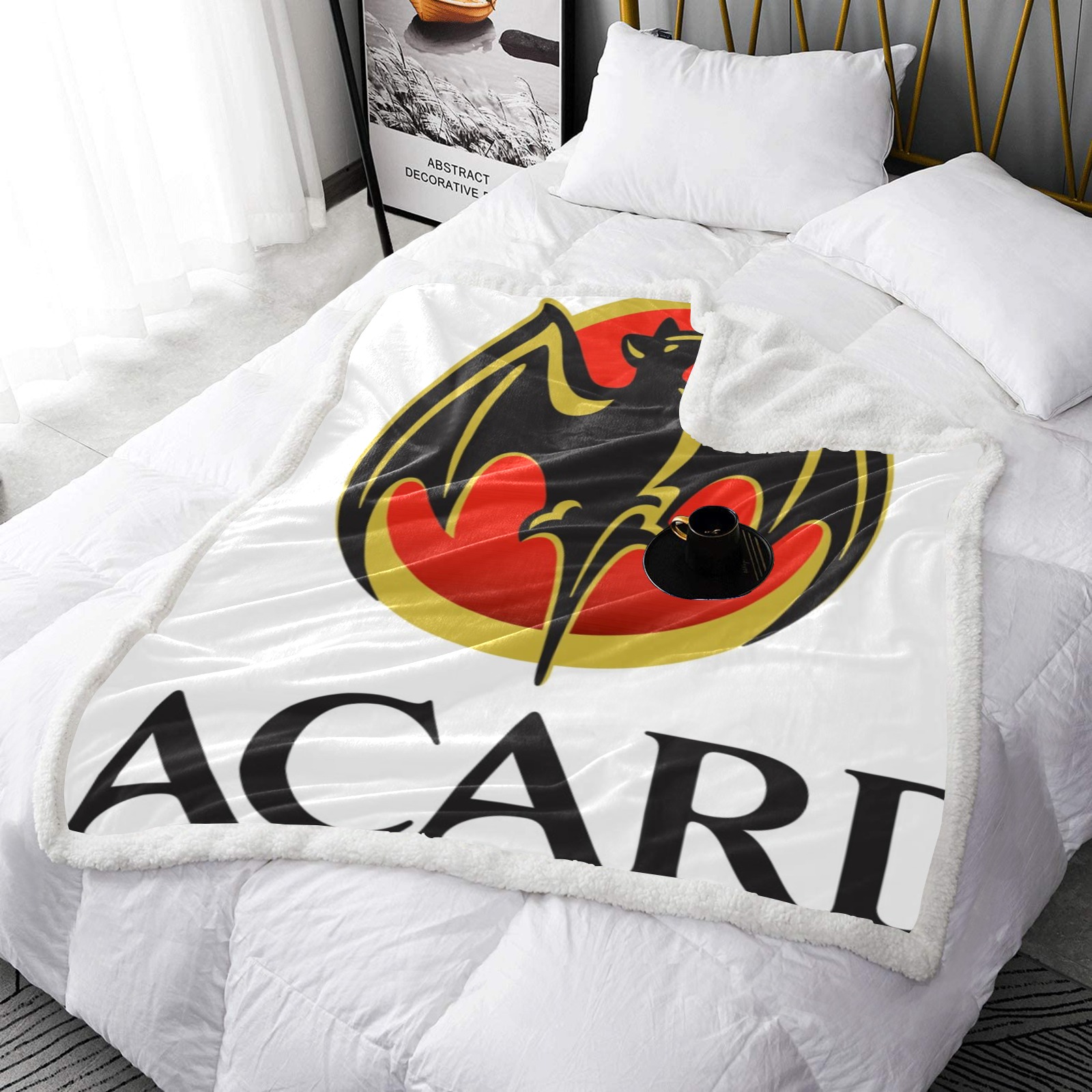 Bacardi White 2 Double Layer Short Plush Blanket 50"x60"