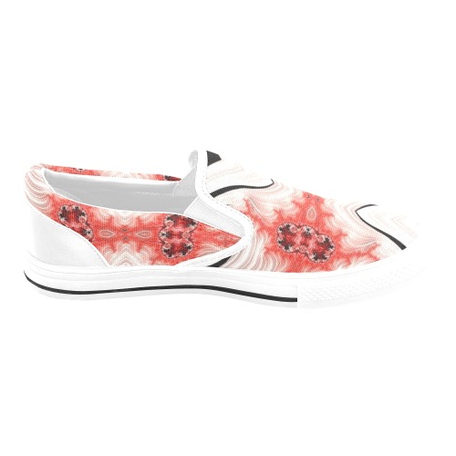 Spring Flowers through The Snow Fractal Abstract Women's Slip-on Canvas Shoes (Model 019)