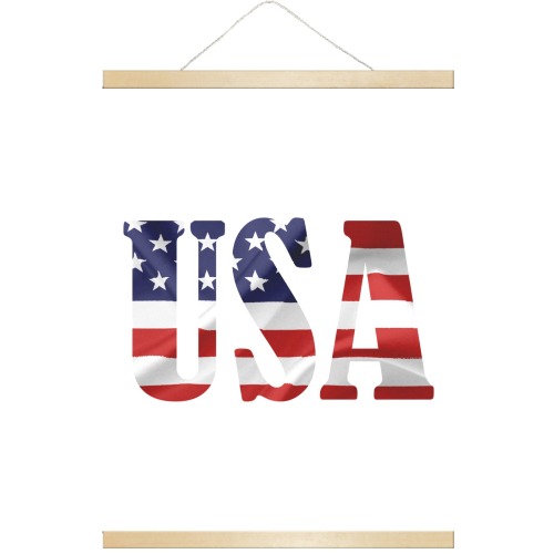 USA text decorated with the American flag art.