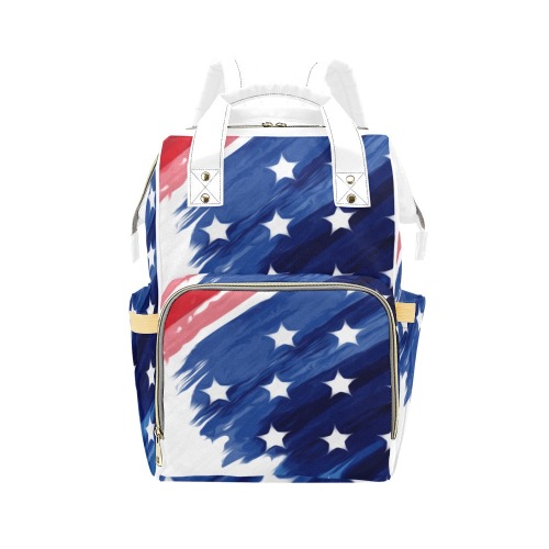 4th of July w/White Multi-Function Diaper Backpack/Diaper Bag (Model 1688)