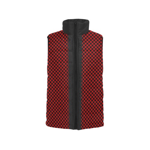 Checkerboard Red Black Stripe Racing Men's Padded Vest Jacket (Model H44)