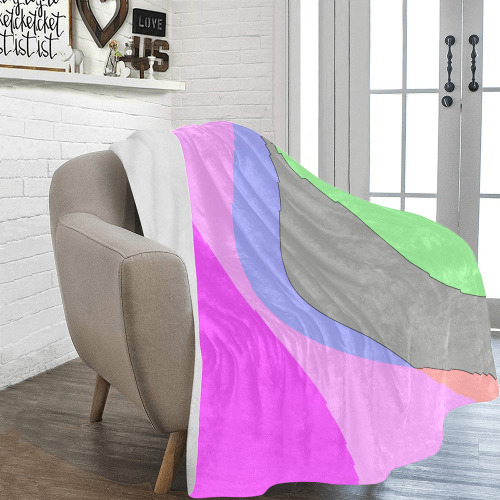 Abstract 703 - Retro Groovy Pink And Green Ultra-Soft Micro Fleece Blanket 54"x70"