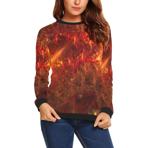 Fire All Over Print Crewneck Sweatshirt for Women (Model H18)