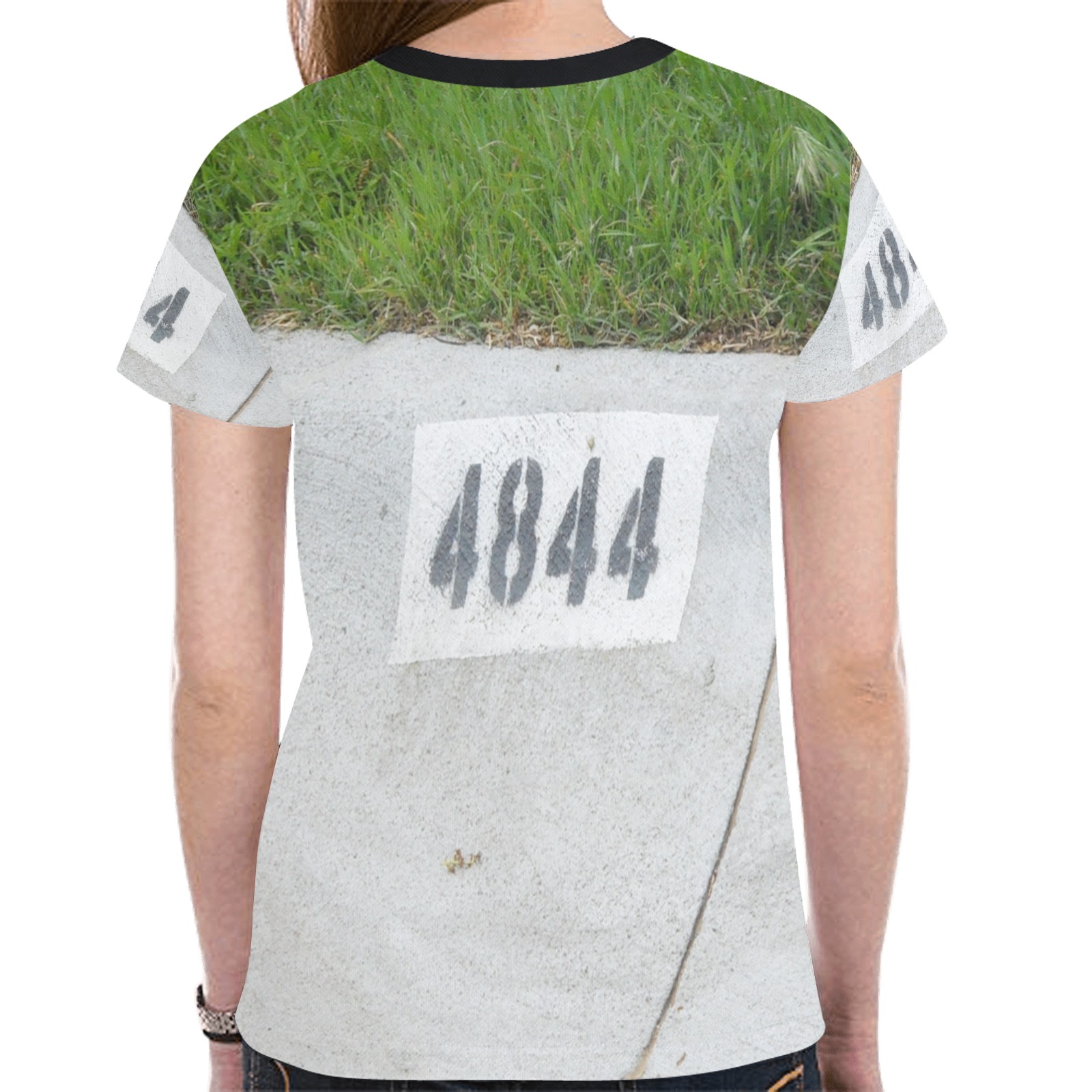 Street Number 4844 with black collar New All Over Print T-shirt for Women (Model T45)