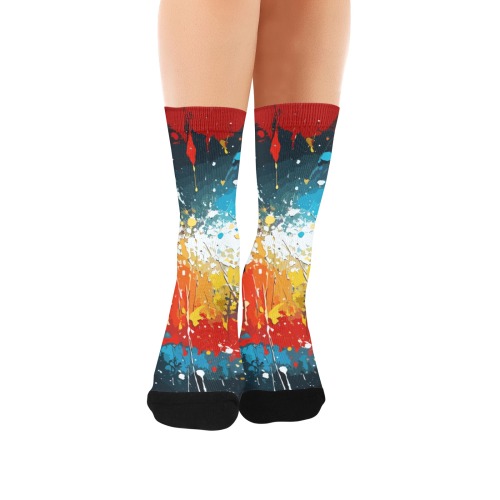 Splashes of colorful paint contemporary art Custom Socks for Women