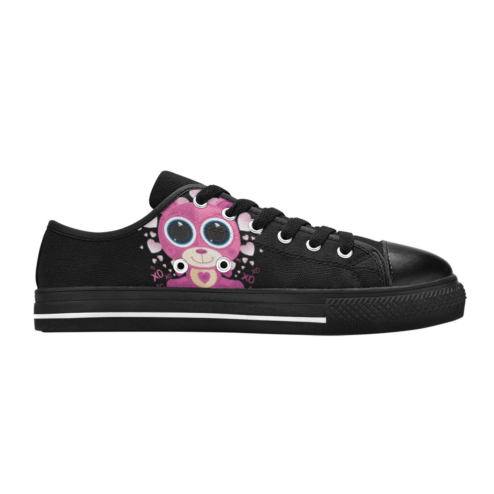 Valentine's Day Teddy Bear Women's Classic Canvas Shoes (Model 018)