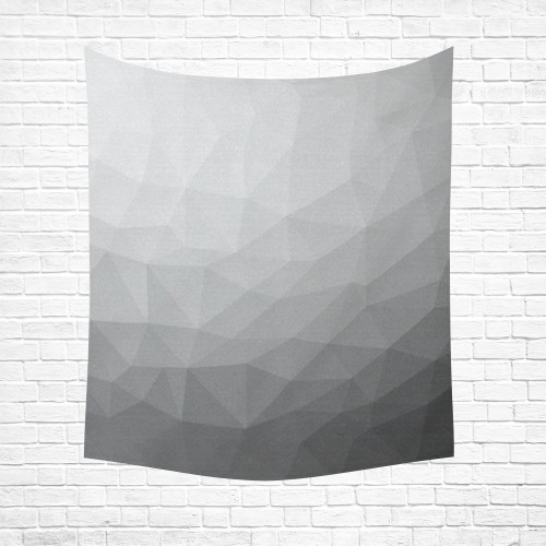 Grey Gradient Geometric Mesh Pattern Cotton Linen Wall Tapestry 51"x 60"