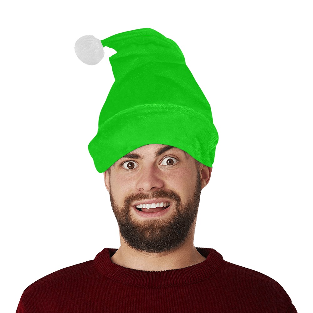 Merry Christmas Green Solid Color Santa Hat