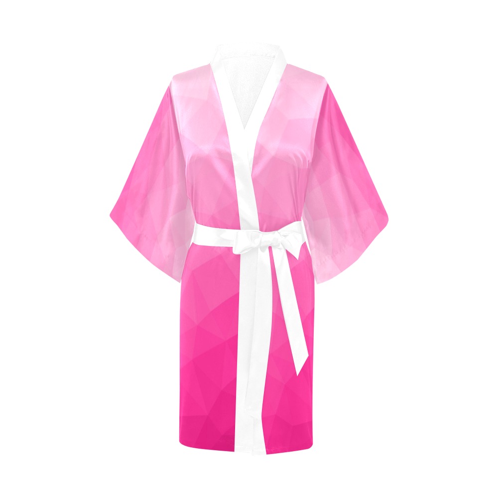 Hot pink gradient geometric mesh pattern Kimono Robe