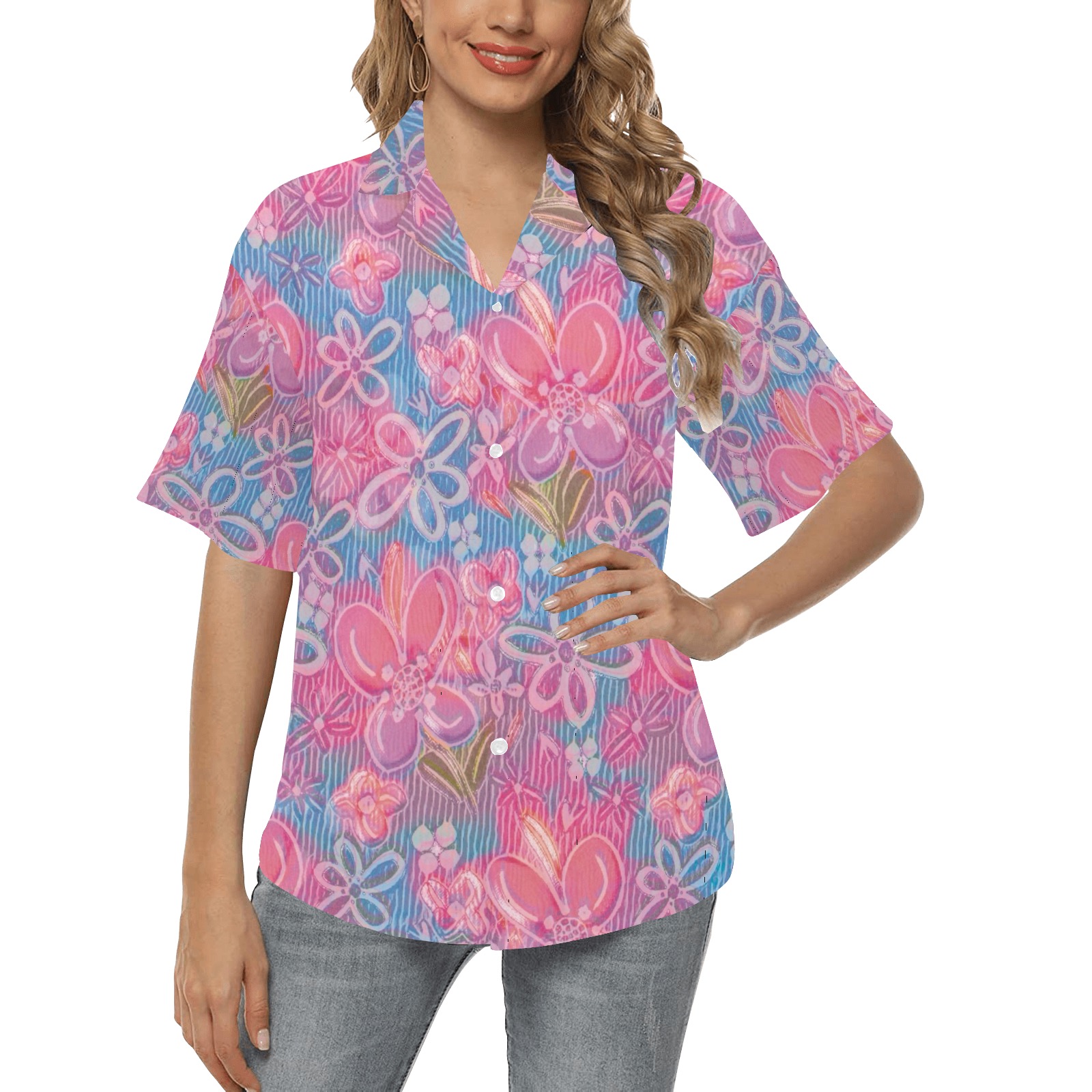 Pretty special floral pattern All Over Print Hawaiian Shirt for Women (Model T58)
