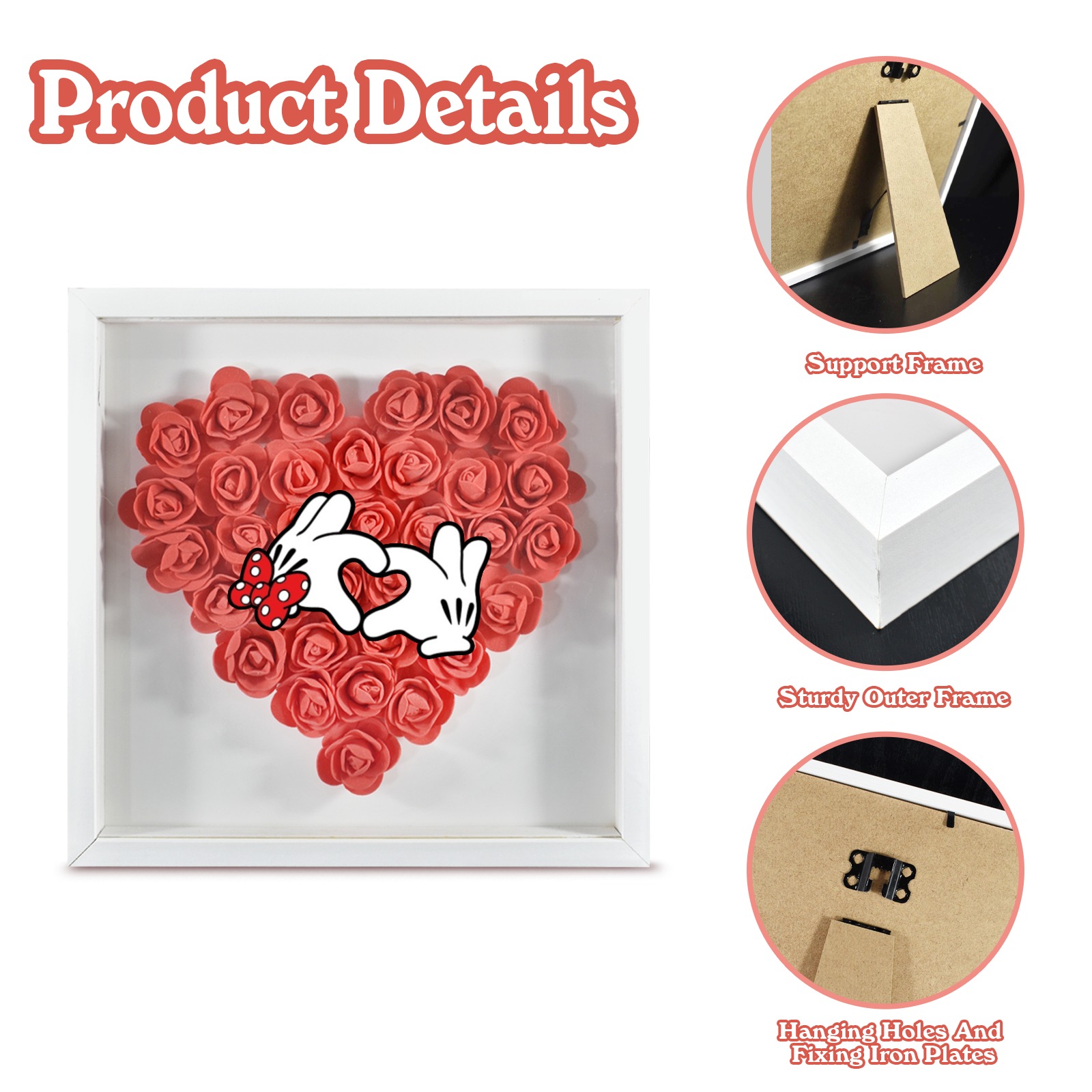 gratis-png-mickey-mouse-minnie-mouse heart Heart-Shaped Paper Flower Shadow Box 12"-Red