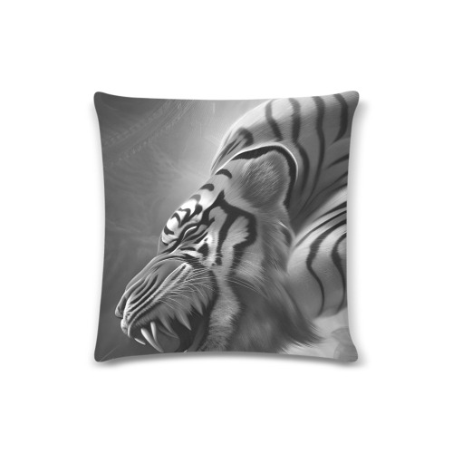 The Tiger Black and White Custom Zippered Pillow Case 16"x16" (one side)