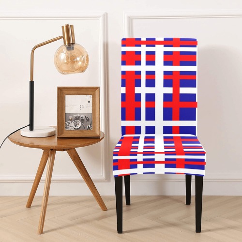 Patriotic Interlocking Stripes Removable Dining Chair Cover