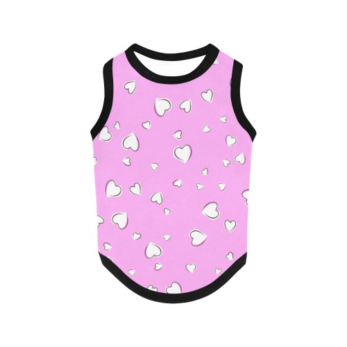 White Hearts Floating on Pink All Over Print Pet Tank Top