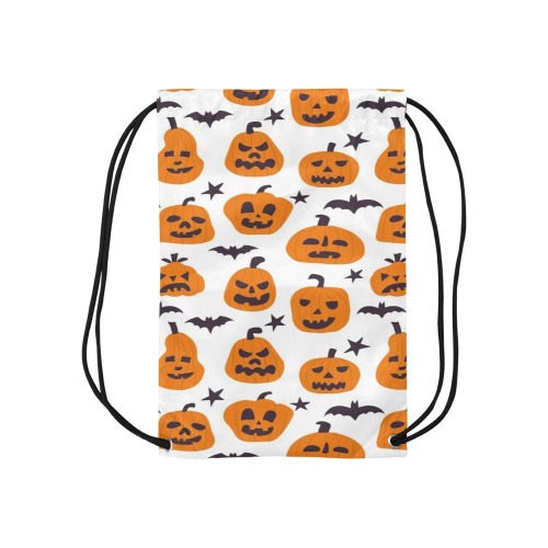 Pumpkins and Bats Small Drawstring Bag Model 1604 (Twin Sides) 11"(W) * 17.7"(H)
