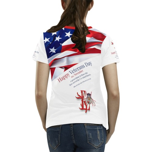 Happy Veterans Day Collectable Fly All Over Print T-Shirt for Women (USA Size) (Model T40)