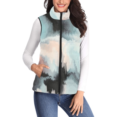 Waves ocean abstract 2 Women's Padded Vest Jacket (Model H44)