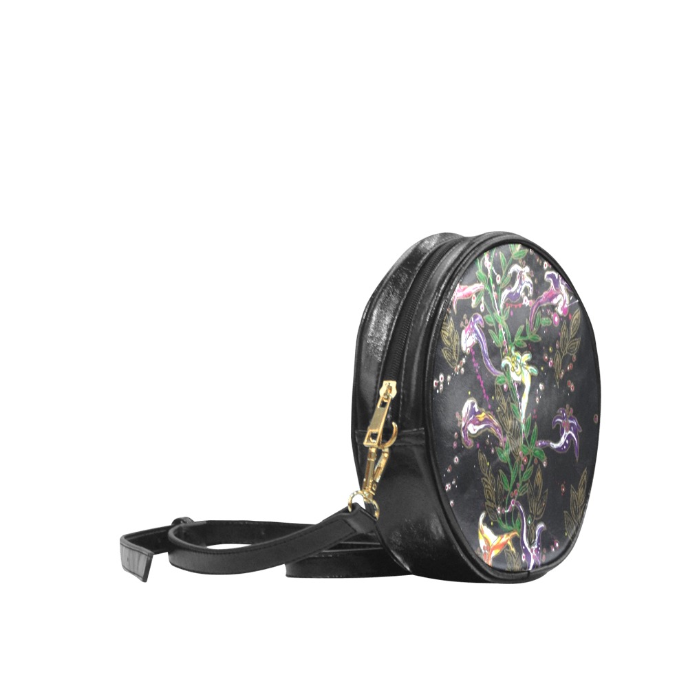 Flowers and Orbs Round Sling Bag (Model 1647)