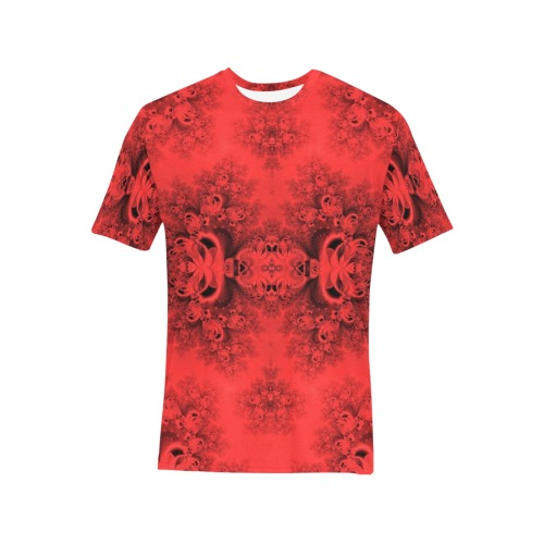 Autumn Reds in the Garden Frost Fractal Men's All Over Print T-Shirt (Random Design Neck) (Model T63)