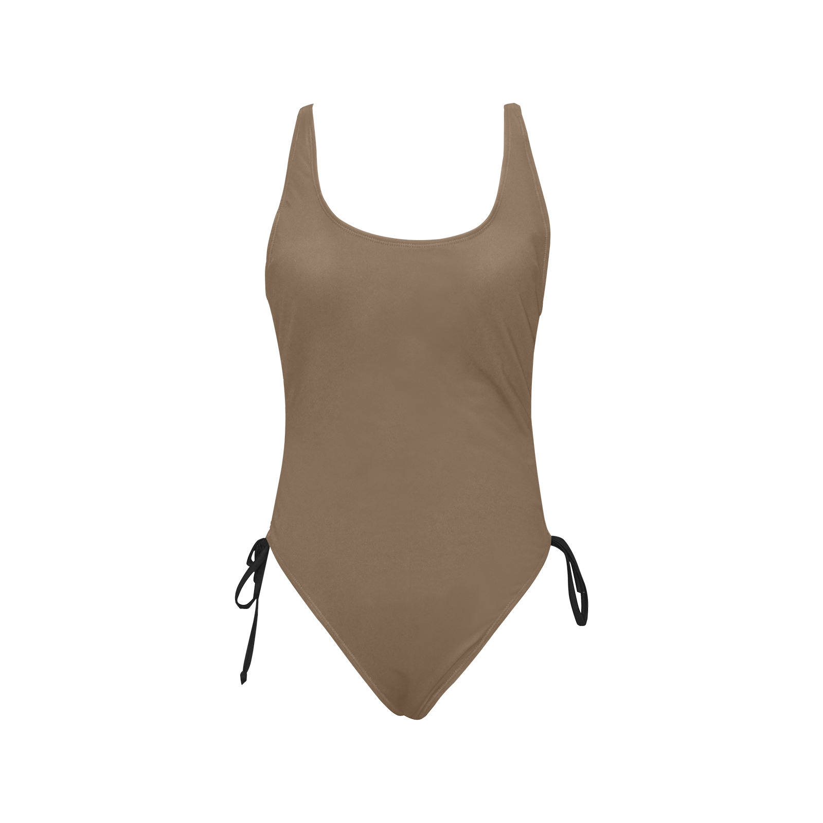 brown Drawstring Side One-Piece Swimsuit (Model S14)