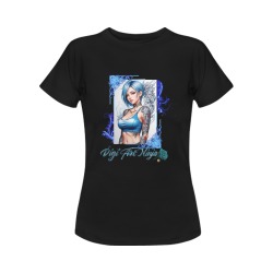 TATTOO BABES BLUE LADIES - #1 BLK Women's T-Shirt in USA Size (Front Printing Only)