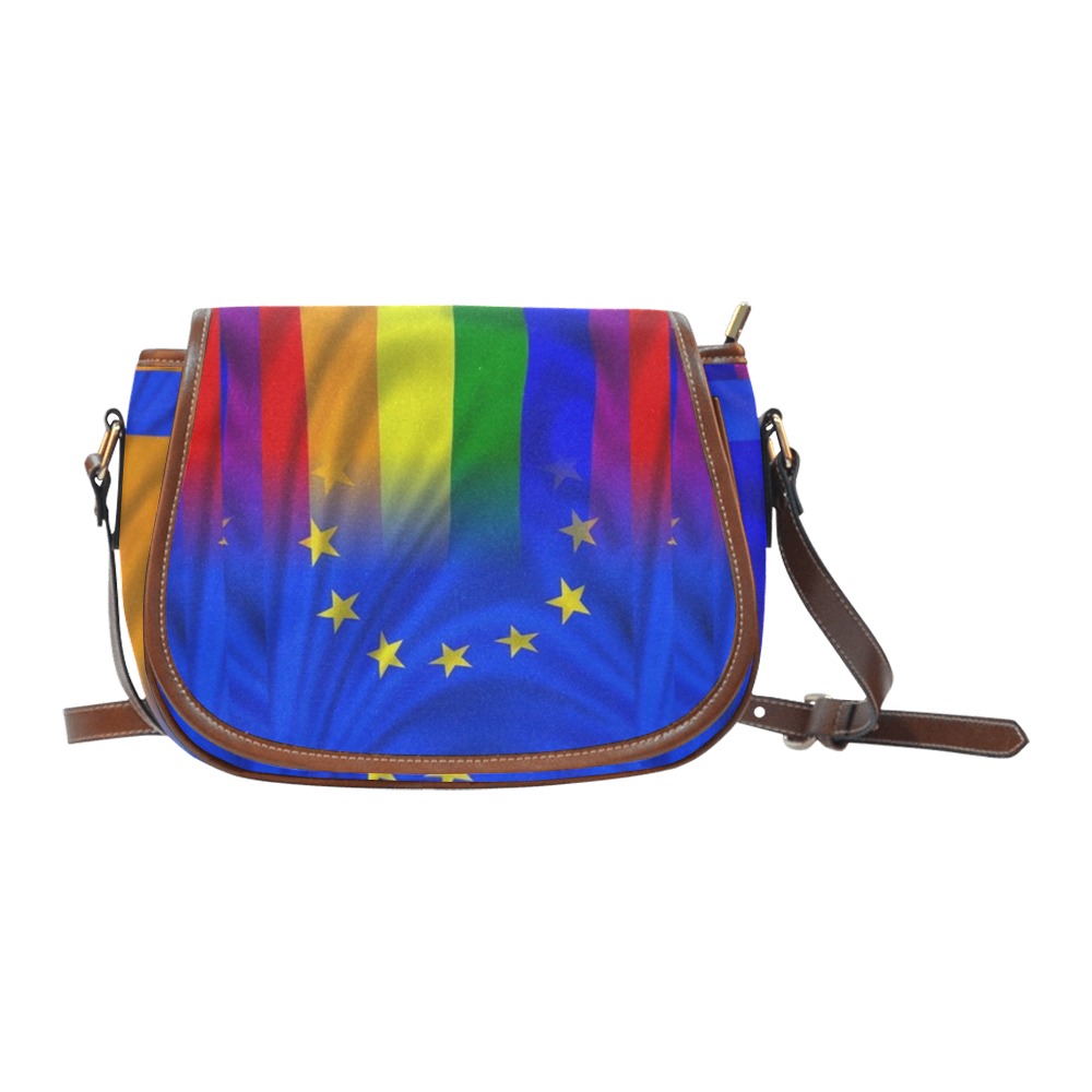 Euro Pride Flag Pop Art by Nico Bielow Saddle Bag/Large (Model 1649)