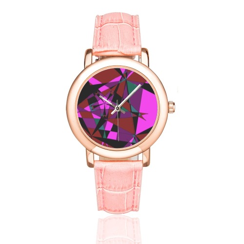 Abstract #13 2020 Women's Rose Gold Leather Strap Watch(Model 201)