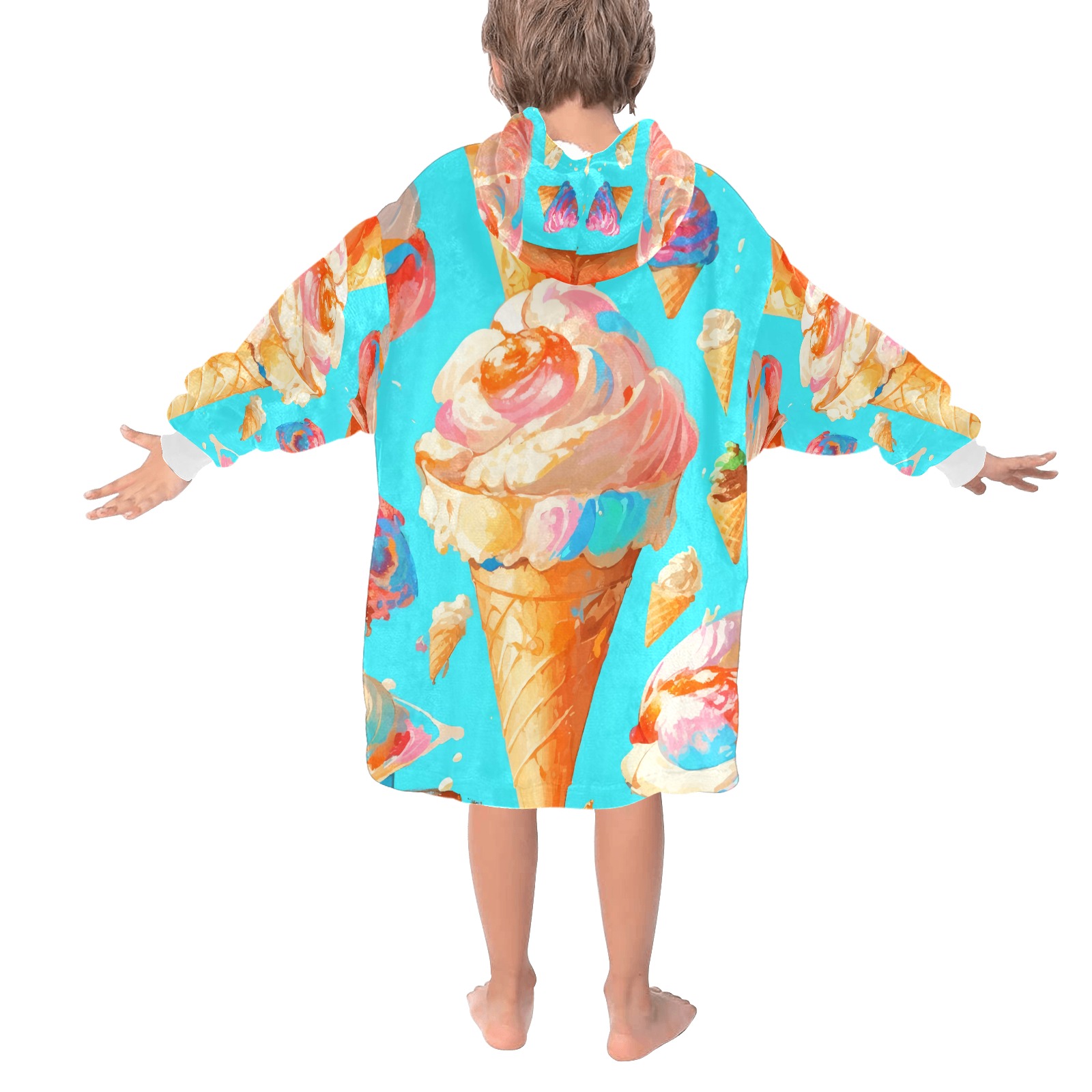 Cone icecream abstract art, pastel colors art. Blanket Hoodie for Kids