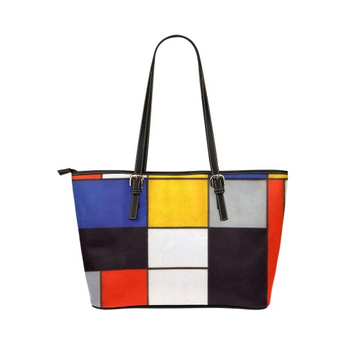 Composition A by Piet Mondrian Leather Tote Bag/Large (Model 1651)
