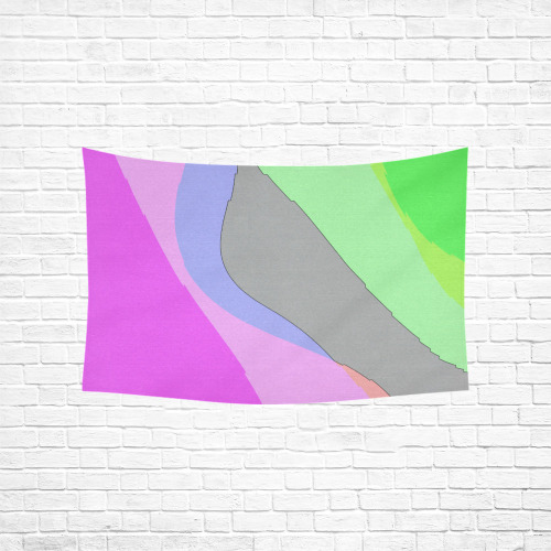 Abstract 703 - Retro Groovy Pink And Green Cotton Linen Wall Tapestry 60"x 40"