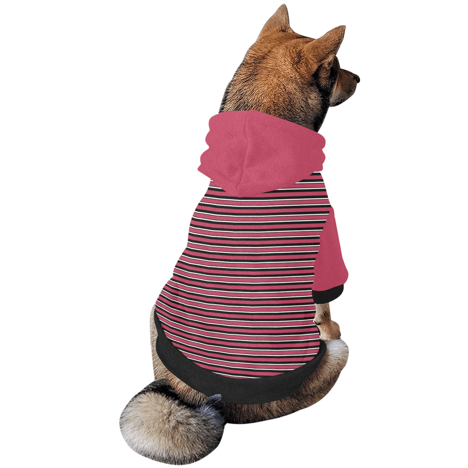 Magenta, Black and White Stripes Vest Pet Dog Hoodie