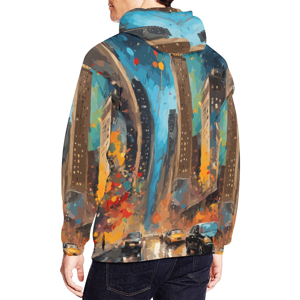 Streets of New York City colorful abstract art All Over Print Hoodie for Men (USA Size) (Model H13)