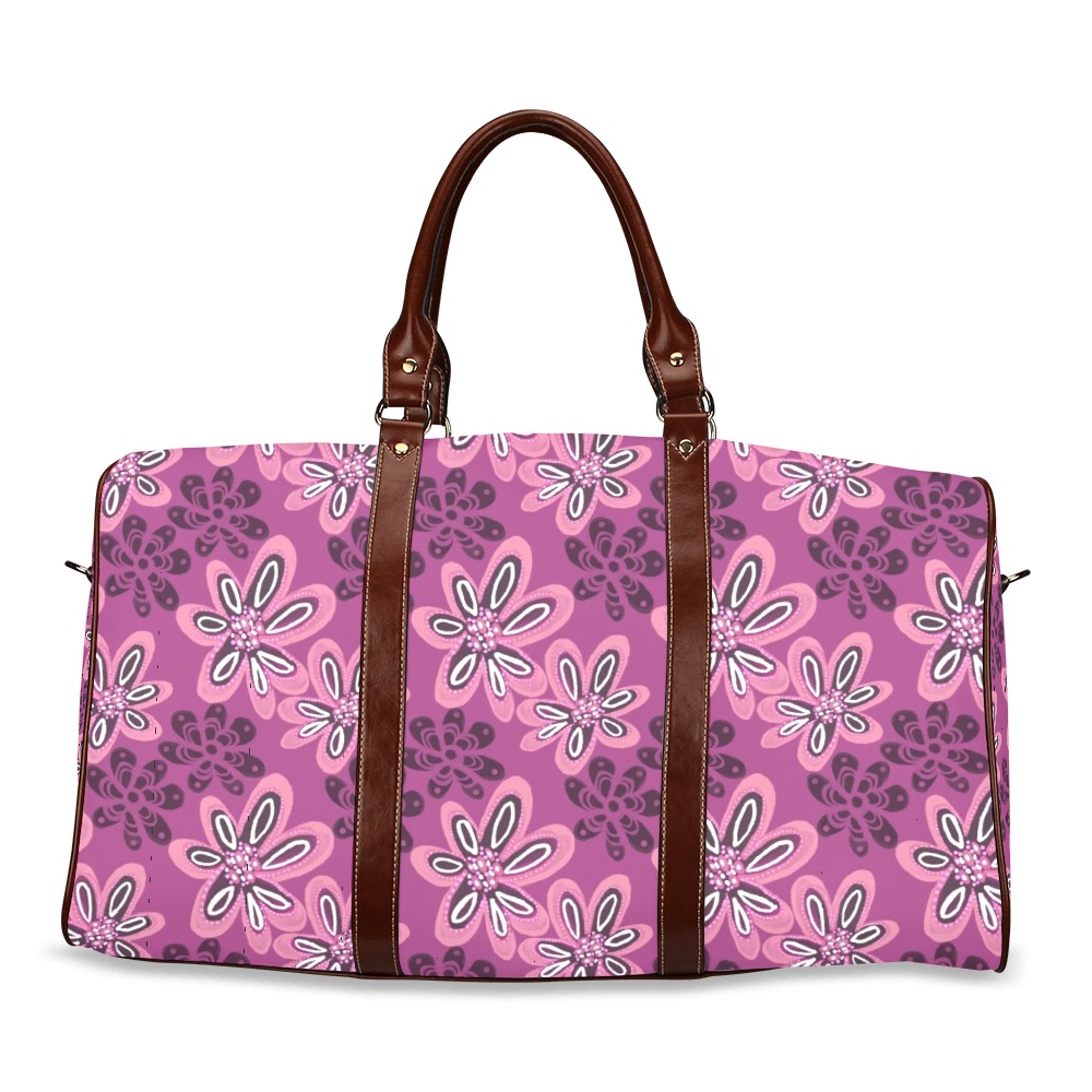 Unique pink floral Waterproof Travel Bag/Large (Model 1639)